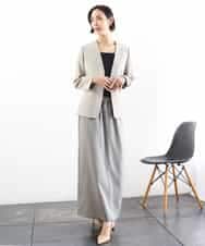 F6DGD05420 MICHEL KLEIN(小さいサイズ)(メゾン ドゥ サンク) [小さいサイズ][セットアップ対応]ツイードライク　ノーカラージャケット ベージュ