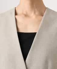 F6DGD05420 MICHEL KLEIN(小さいサイズ)(メゾン ドゥ サンク) [小さいサイズ][セットアップ対応]ツイードライク　ノーカラージャケット ベージュ