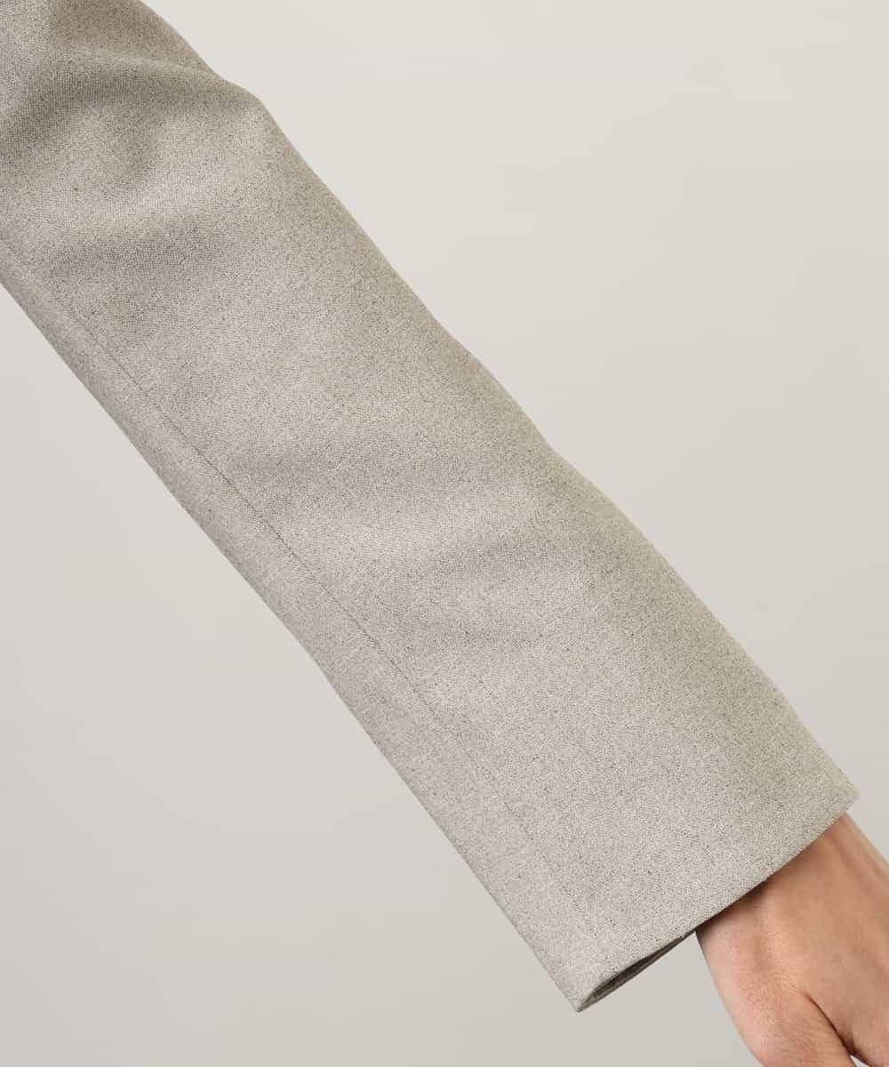 F6DGD05420 MICHEL KLEIN(小さいサイズ)(メゾン ドゥ サンク) [小さいサイズ][セットアップ対応]ツイードライク　ノーカラージャケット ベージュ