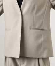 F6DGD05420 MICHEL KLEIN(小さいサイズ)(メゾン ドゥ サンク) [小さいサイズ][セットアップ対応]ツイードライク　ノーカラージャケット ベージュ