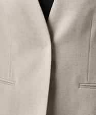 F6DGD05420 MICHEL KLEIN(小さいサイズ)(メゾン ドゥ サンク) [小さいサイズ][セットアップ対応]ツイードライク　ノーカラージャケット ベージュ