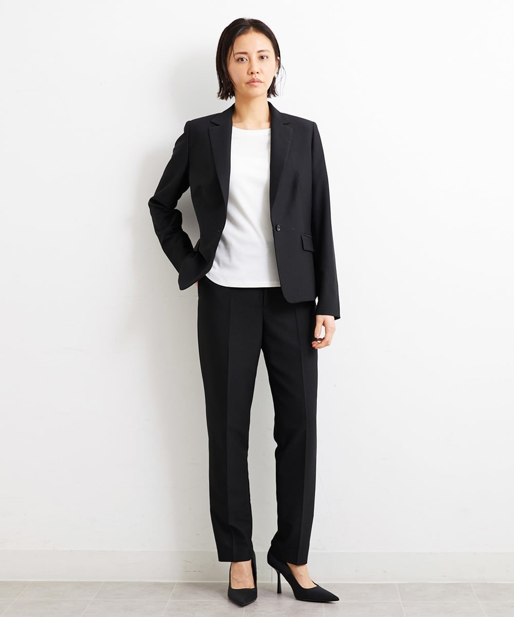 F6DGS42360 MICHEL KLEIN(小さいサイズ)(メゾン ドゥ サンク) [小さいサイズ]バランサーキュラー(R)テーラードジャケット（背抜き/セットアップ対応/PLUS JACKET） ブラック(94)