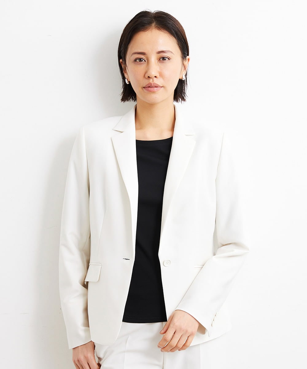 F6DGS42360 MICHEL KLEIN(小さいサイズ)(メゾン ドゥ サンク) [小さいサイズ]バランサーキュラー(R)テーラードジャケット（背抜き/セットアップ対応/PLUS JACKET） ブラック(94)