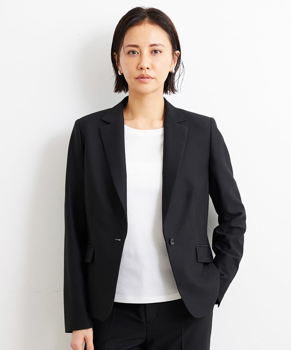 F6DGS42360 MICHEL KLEIN(小さいサイズ)(メゾン ドゥ サンク) [小さいサイズ]バランサーキュラー(R)テーラードジャケット（背抜き/セットアップ対応/PLUS JACKET） ブラック(94)