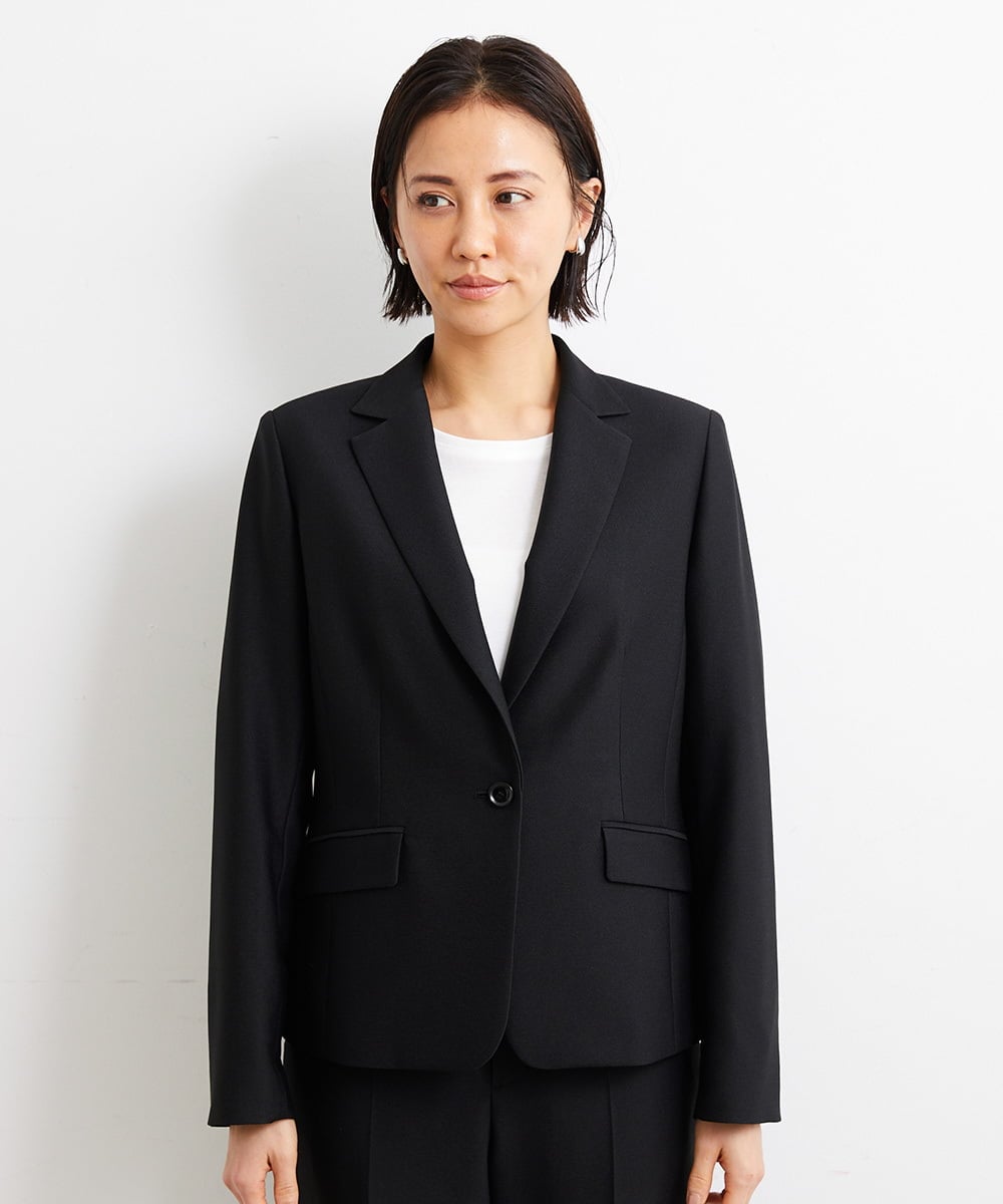 F6DGS42360 MICHEL KLEIN(小さいサイズ)(メゾン ドゥ サンク) [小さいサイズ]バランサーキュラー(R)テーラードジャケット（背抜き/セットアップ対応/PLUS JACKET） ブラック(94)