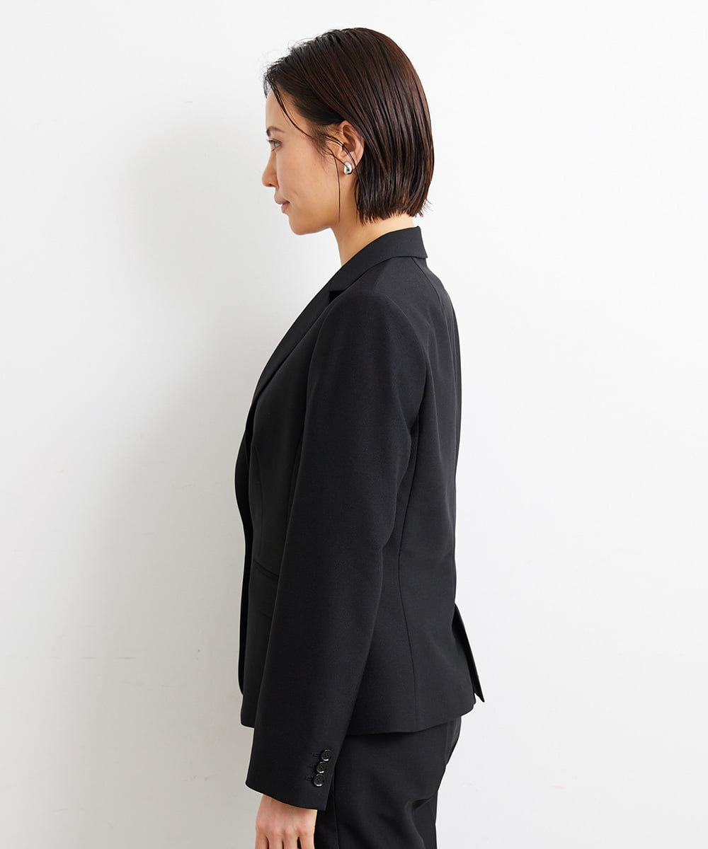 F6DGS42360 MICHEL KLEIN(小さいサイズ)(メゾン ドゥ サンク) [小さいサイズ]バランサーキュラー(R)テーラードジャケット（背抜き/セットアップ対応/PLUS JACKET） ブラック(94)