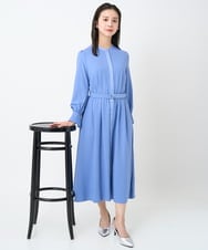 F6EAD05360 MICHEL KLEIN(小さいサイズ)(メゾン ドゥ サンク) [小さいサイズ]ノーカラーフレアーワンピース ブルー