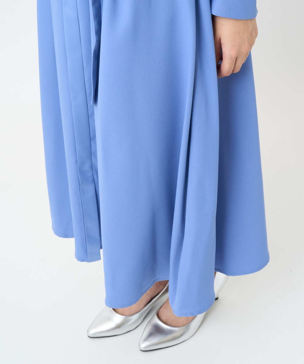 F6EAD05360 MICHEL KLEIN(小さいサイズ)(メゾン ドゥ サンク) [小さいサイズ]ノーカラーフレアーワンピース ブルー