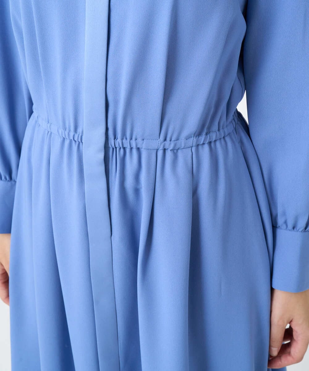 F6EAD05360 MICHEL KLEIN(小さいサイズ)(メゾン ドゥ サンク) [小さいサイズ]ノーカラーフレアーワンピース ブルー