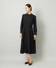 F6EAD05360 MICHEL KLEIN(小さいサイズ)(メゾン ドゥ サンク) [小さいサイズ]ノーカラーフレアーワンピース ブルー