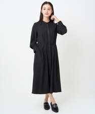 F6EAD05360 MICHEL KLEIN(小さいサイズ)(メゾン ドゥ サンク) [小さいサイズ]ノーカラーフレアーワンピース ブルー