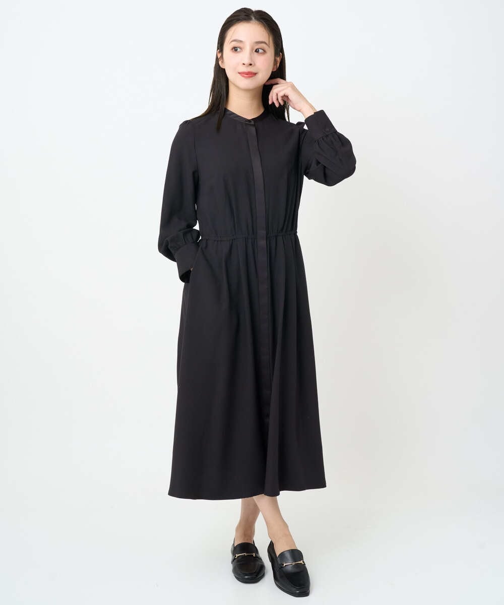 F6EAD05360 MICHEL KLEIN(小さいサイズ)(メゾン ドゥ サンク) [小さいサイズ]ノーカラーフレアーワンピース ブルー