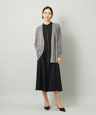 F6EAD05360 MICHEL KLEIN(小さいサイズ)(メゾン ドゥ サンク) [小さいサイズ]ノーカラーフレアーワンピース ブルー