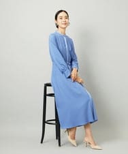 F6EAD05360 MICHEL KLEIN(小さいサイズ)(メゾン ドゥ サンク) [小さいサイズ]ノーカラーフレアーワンピース ブルー