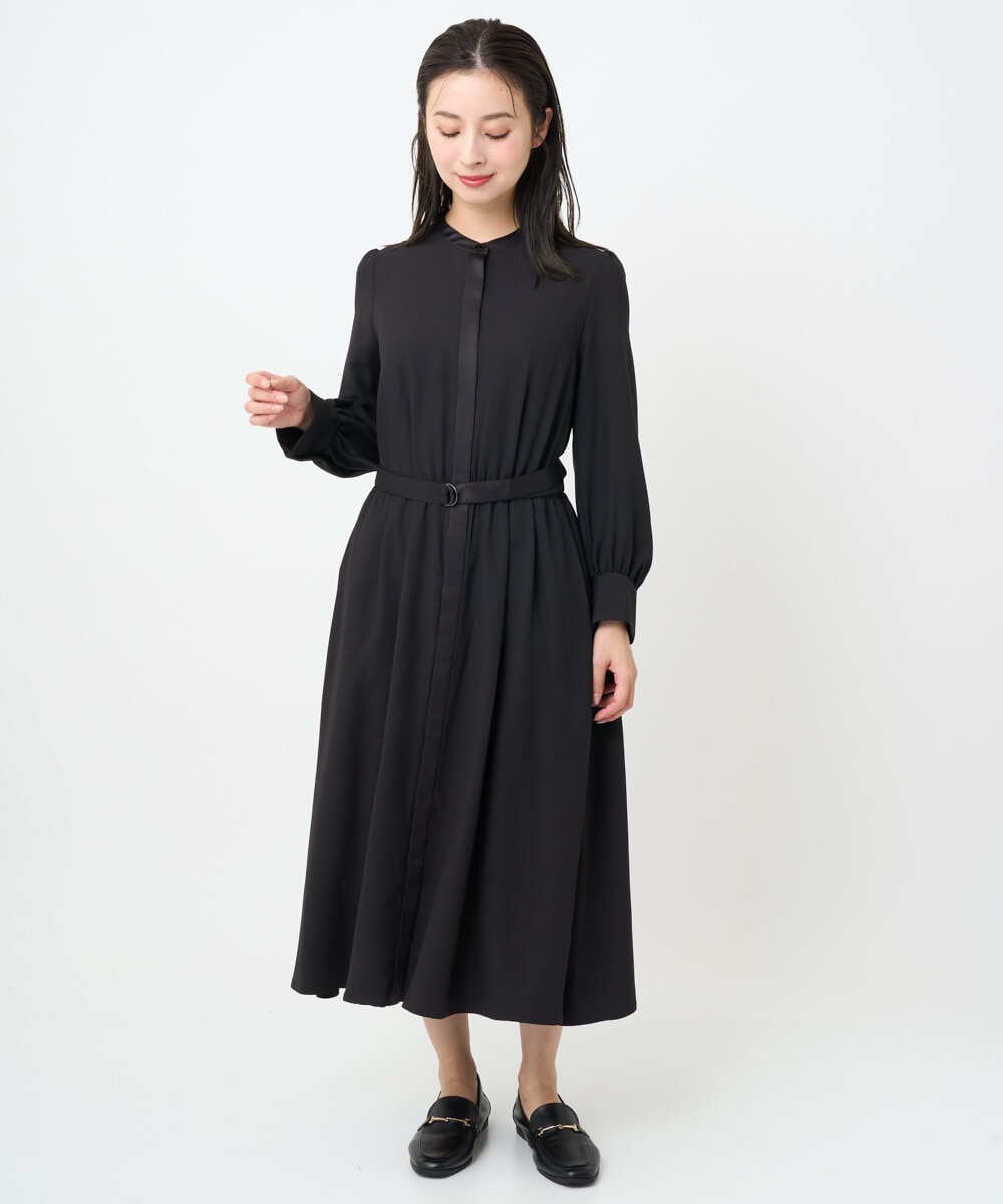 F6EAD05360 MICHEL KLEIN(小さいサイズ)(メゾン ドゥ サンク) [小さいサイズ]ノーカラーフレアーワンピース ブルー