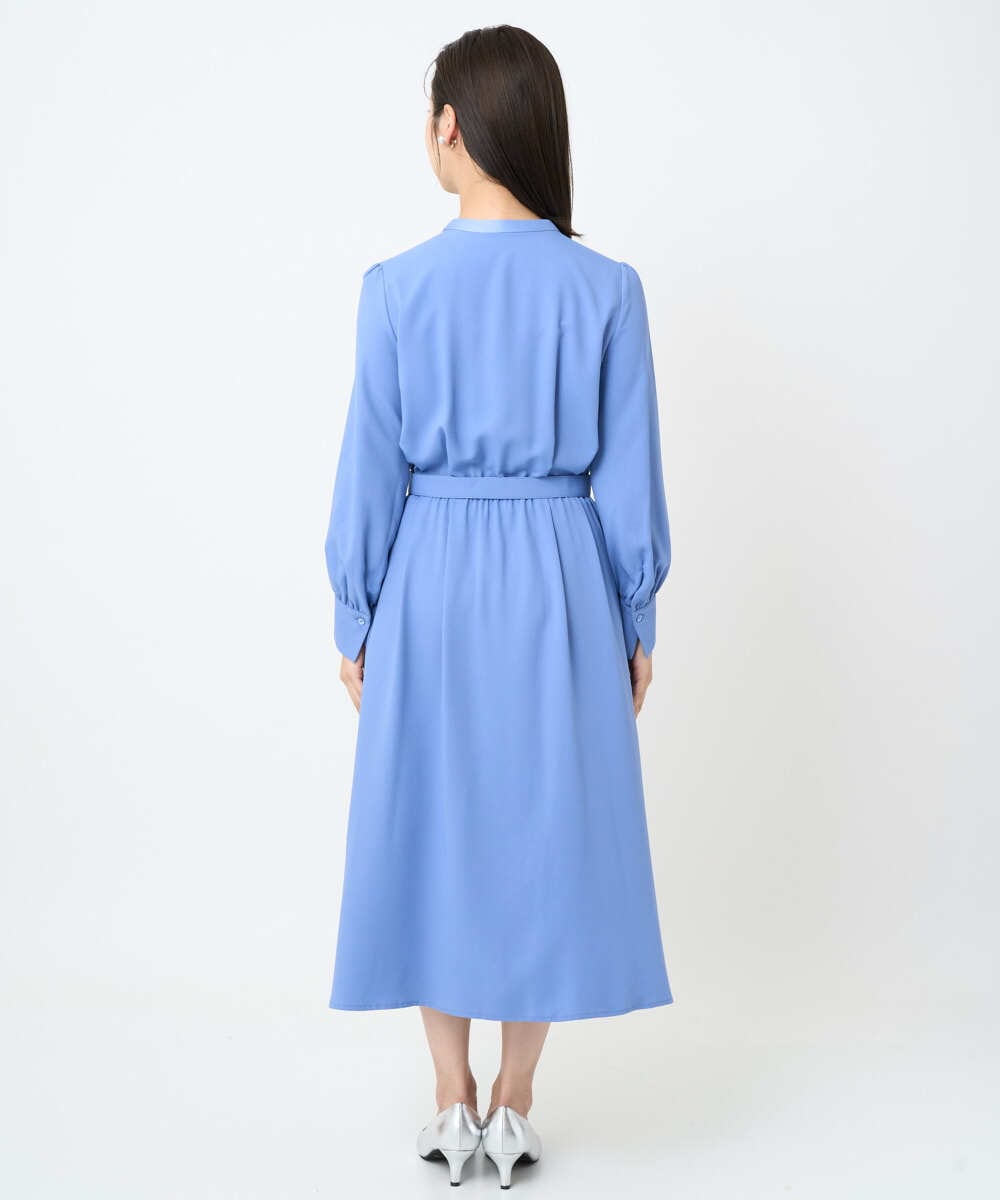 F6EAD05360 MICHEL KLEIN(小さいサイズ)(メゾン ドゥ サンク) [小さいサイズ]ノーカラーフレアーワンピース ブルー