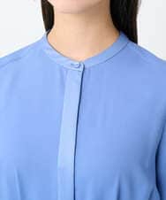 F6EAD05360 MICHEL KLEIN(小さいサイズ)(メゾン ドゥ サンク) [小さいサイズ]ノーカラーフレアーワンピース ブルー