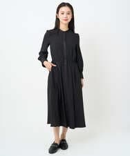 F6EAD05360 MICHEL KLEIN(小さいサイズ)(メゾン ドゥ サンク) [小さいサイズ]ノーカラーフレアーワンピース ブラック