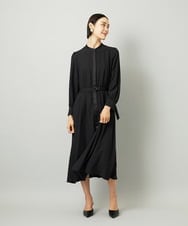 F6EAD05360 MICHEL KLEIN(小さいサイズ)(メゾン ドゥ サンク) [小さいサイズ]ノーカラーフレアーワンピース ブラック