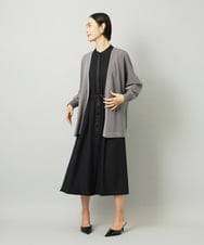 F6EAD05360 MICHEL KLEIN(小さいサイズ)(メゾン ドゥ サンク) [小さいサイズ]ノーカラーフレアーワンピース ブラック