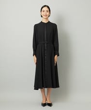 F6EAD05360 MICHEL KLEIN(小さいサイズ)(メゾン ドゥ サンク) [小さいサイズ]ノーカラーフレアーワンピース ブラック
