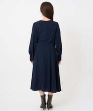 F6EAD06360 MICHEL KLEIN(小さいサイズ)(メゾン ドゥ サンク) [小さいサイズ]ノーカラープリーツワンピース ネイビー