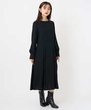 F6EAD06360 MICHEL KLEIN(小さいサイズ)(メゾン ドゥ サンク) [小さいサイズ]ノーカラープリーツワンピース ネイビー