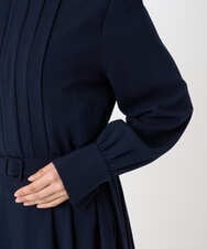 F6EAD06360 MICHEL KLEIN(小さいサイズ)(メゾン ドゥ サンク) [小さいサイズ]ノーカラープリーツワンピース ネイビー