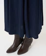 F6EAD06360 MICHEL KLEIN(小さいサイズ)(メゾン ドゥ サンク) [小さいサイズ]ノーカラープリーツワンピース ネイビー