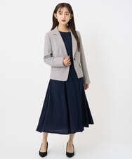 F6EAD06360 MICHEL KLEIN(小さいサイズ)(メゾン ドゥ サンク) [小さいサイズ]ノーカラープリーツワンピース ネイビー