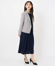 F6EAD06360 MICHEL KLEIN(小さいサイズ)(メゾン ドゥ サンク) [小さいサイズ]ノーカラープリーツワンピース ネイビー