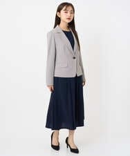 F6EAD06360 MICHEL KLEIN(小さいサイズ)(メゾン ドゥ サンク) [小さいサイズ]ノーカラープリーツワンピース ネイビー