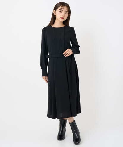 F6EAD06360 MICHEL KLEIN(小さいサイズ) [小さいサイズ]ノーカラープリーツワンピース