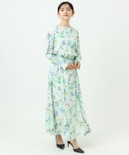 F6EDD12490 MICHEL KLEIN(小さいサイズ)(メゾン ドゥ サンク) [小さいサイズ]フラワープリントワンピース グリーン