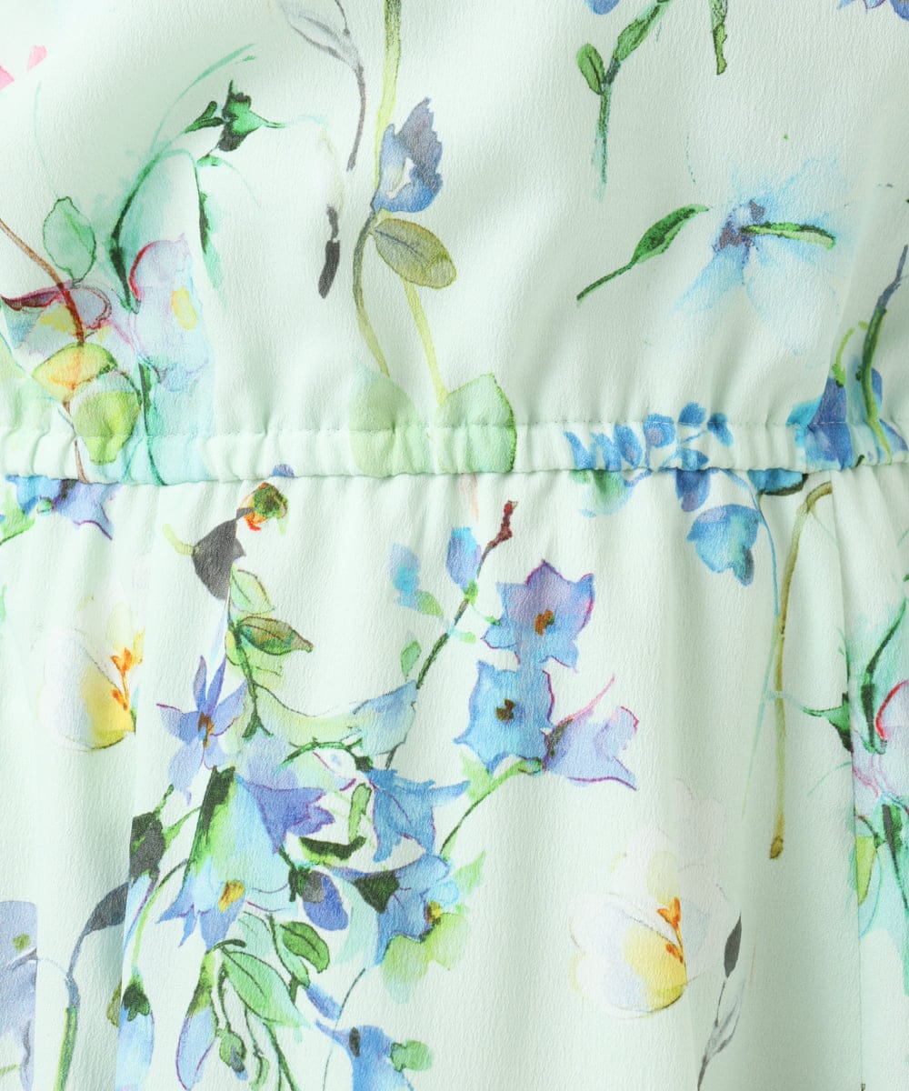 F6EDD12490 MICHEL KLEIN(小さいサイズ)(メゾン ドゥ サンク) [小さいサイズ]フラワープリントワンピース グリーン