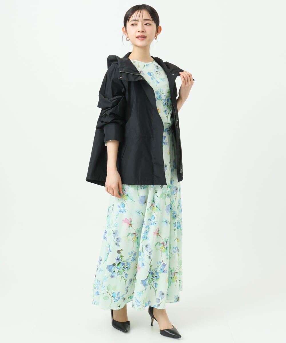 F6EDD12490 MICHEL KLEIN(小さいサイズ)(メゾン ドゥ サンク) [小さいサイズ]フラワープリントワンピース グリーン