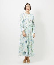 F6EDD12490 MICHEL KLEIN(小さいサイズ)(メゾン ドゥ サンク) [小さいサイズ]フラワープリントワンピース グリーン