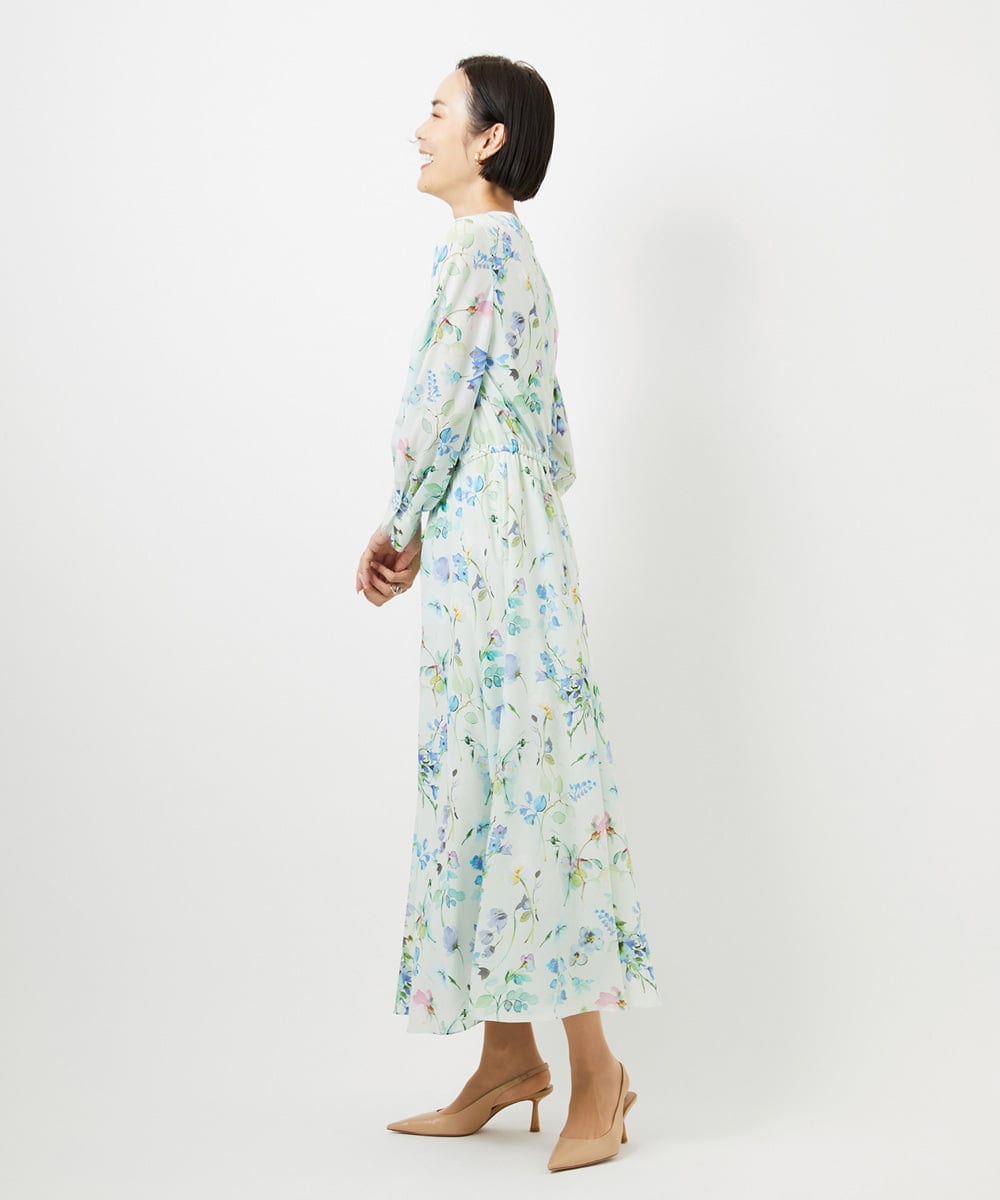 F6EDD12490 MICHEL KLEIN(小さいサイズ)(メゾン ドゥ サンク) [小さいサイズ]フラワープリントワンピース グリーン