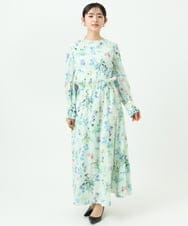 F6EDD12490 MICHEL KLEIN(小さいサイズ)(メゾン ドゥ サンク) [小さいサイズ]フラワープリントワンピース グリーン