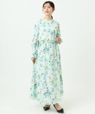 F6EDD12490 MICHEL KLEIN(小さいサイズ)(メゾン ドゥ サンク) [小さいサイズ]フラワープリントワンピース グリーン