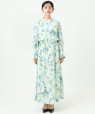 F6EDD12490 MICHEL KLEIN(小さいサイズ)(メゾン ドゥ サンク) [小さいサイズ]フラワープリントワンピース グリーン