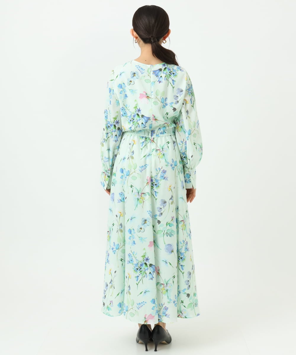 F6EDD12490 MICHEL KLEIN(小さいサイズ)(メゾン ドゥ サンク) [小さいサイズ]フラワープリントワンピース グリーン