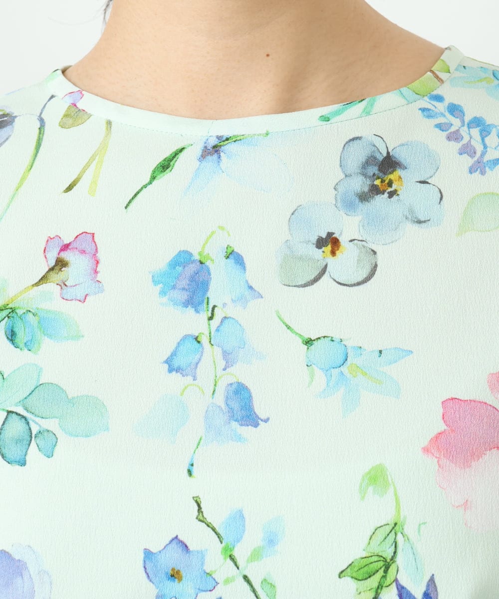 F6EDD12490 MICHEL KLEIN(小さいサイズ)(メゾン ドゥ サンク) [小さいサイズ]フラワープリントワンピース グリーン