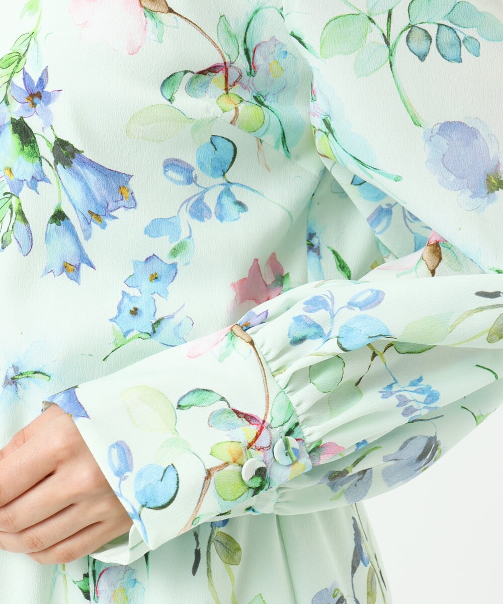 F6EDD12490 MICHEL KLEIN(小さいサイズ)(メゾン ドゥ サンク) [小さいサイズ]フラワープリントワンピース グリーン