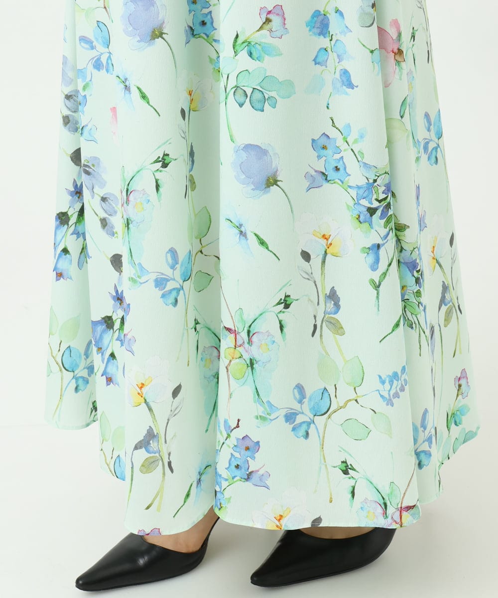 F6EDD12490 MICHEL KLEIN(小さいサイズ)(メゾン ドゥ サンク) [小さいサイズ]フラワープリントワンピース グリーン