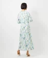 F6EDD12490 MICHEL KLEIN(小さいサイズ)(メゾン ドゥ サンク) [小さいサイズ]フラワープリントワンピース グリーン