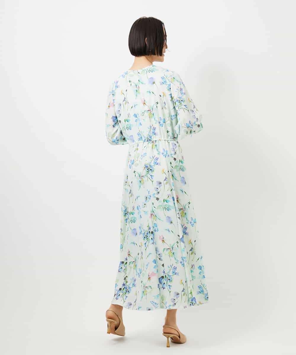 F6EDD12490 MICHEL KLEIN(小さいサイズ)(メゾン ドゥ サンク) [小さいサイズ]フラワープリントワンピース グリーン