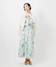 F6EDD12490 MICHEL KLEIN(小さいサイズ)(メゾン ドゥ サンク) [小さいサイズ]フラワープリントワンピース グリーン