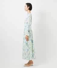 F6EDD12490 MICHEL KLEIN(小さいサイズ)(メゾン ドゥ サンク) [小さいサイズ]フラワープリントワンピース グリーン