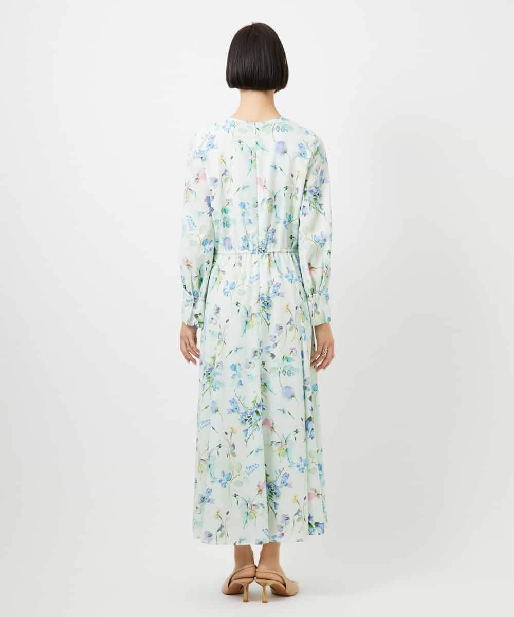 F6EDD12490 MICHEL KLEIN(小さいサイズ)(メゾン ドゥ サンク) [小さいサイズ]フラワープリントワンピース グリーン